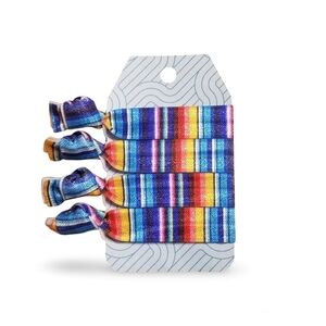 4-Pack Serape Stripe Hair Ties Handmade FOE Elastic Southwest Theme Accessories